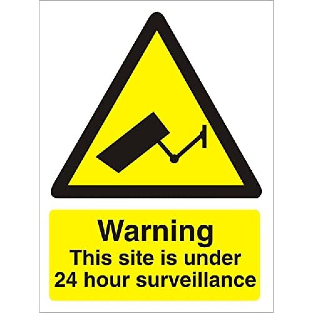 Warning Sign Site Under 24 Hour Surveillance Adhesive Plastic 30 x 20 cm