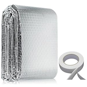 wordmouk Isolatie Aluminium Bellenfolie 0.6x5m Reflectix Warmtereflecterende Radiatorisolatiefilm Reflectorfolie Thermische Stralingsbarrière Dampbarrière voor Daken Muren Vloeren Zolder