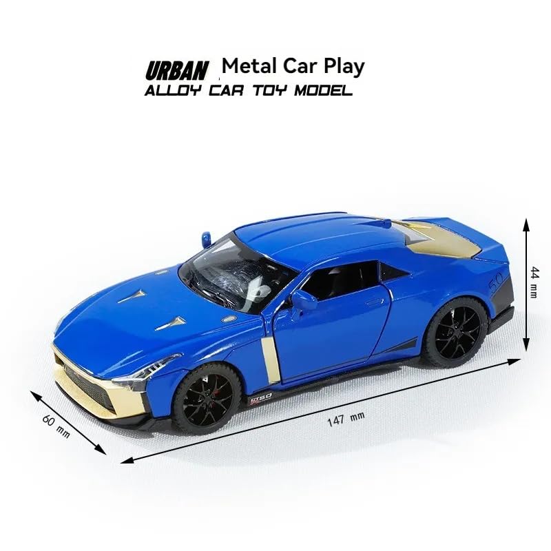 Image of Invite Enterprise Compatible for 1:32 Nissan GTR R50 Toy Car Model, Diecast Collectible Pull Back Model Car with Sound and Light, Toy Gift Vehicles for Adults Kids Boys Girls【Blue】