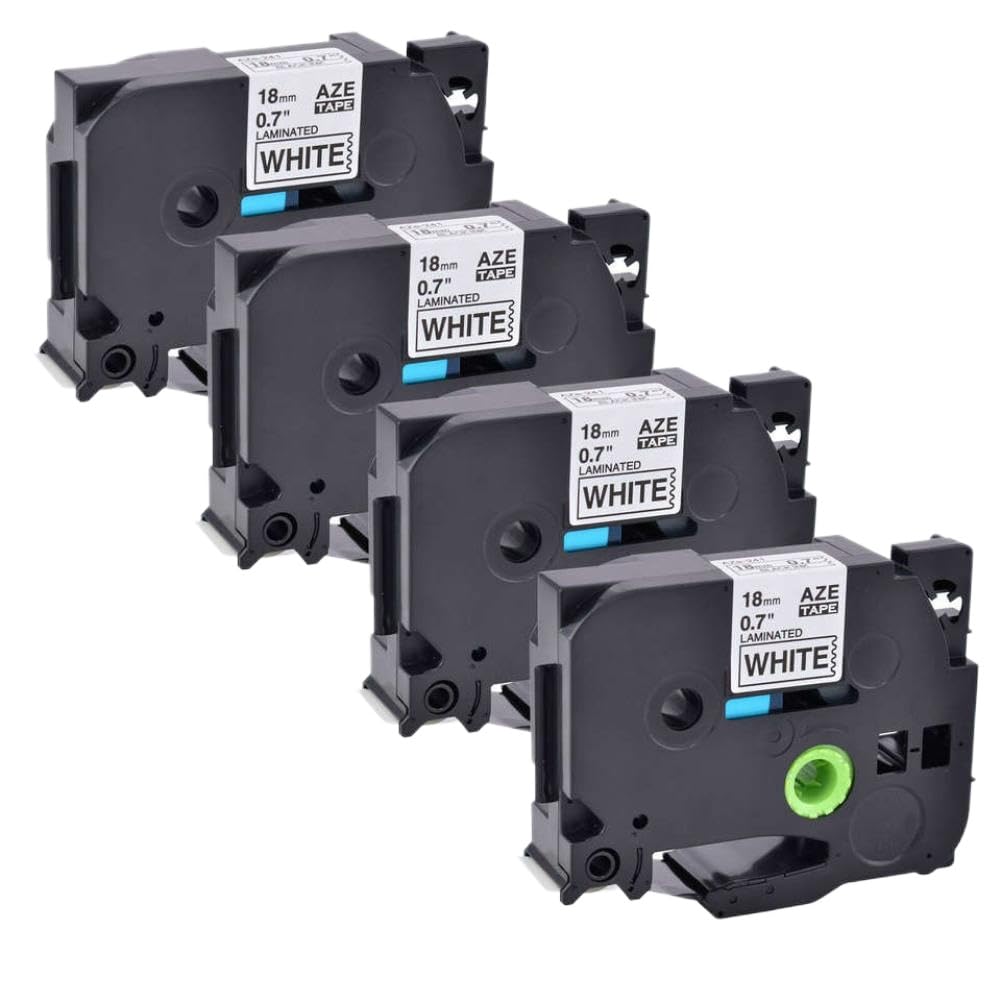 Nastro per etichette nero su bianco compatibile con stampante per etichette TZ-241 18 mm 4 5 6 10 pezzi(4 Pcs)