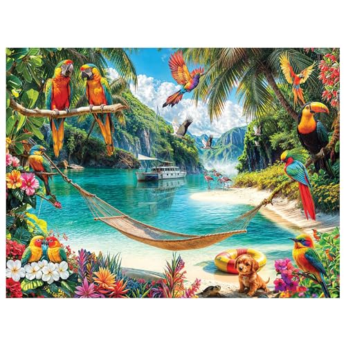 Rompecabezas White Mountain de 500 piezas Primavera Flor Pájaro con piezas grandes Regalo para adultos y familia 18"x24" - Paradise Cove miniatura 3