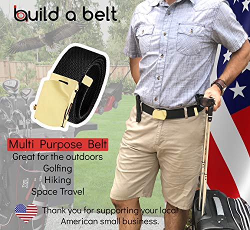 Build A Belt Men's Classic Gold Slider 1.5" Wide Buckle with Canvas Web Belt4