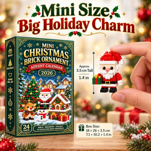 24 Day Mini Christmas Brick Ornament Advent Calendar, 24 Buildable Bricks - image 6