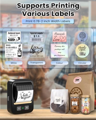 Label Makers, Label Maker Machine with Tape, Bluetooth Label Maker, Portable Thermal 2 Inch Label Printer for Small Business, Barcode, Address, Logo, Clothing, Sticker Printer for Phones & PC - Image 3
