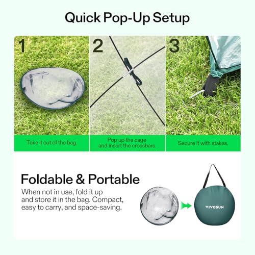 Image of VIVOSUN 49x49x63-Inch Portable Walk-in Greenhouse, with PVC Cover & Detachable Base, Instant Pop-up and Folding, Mini Greenhouse with Roll-Up Door & Mesh Window for Indoor Outdoor, Wind Ropes Included