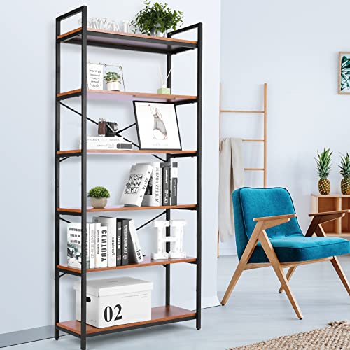 Devo Bookshelf, Modern Book Shelf Rustic Storage Shelves, Etagere Bookcase Unique Bookshelves Cool Bookcases Open Shelving Unit Wood Shelves For Bedroom, Office And Living Room, Brown #TOP9