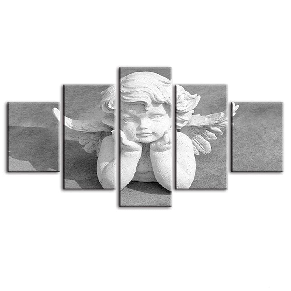 MPPSUAngel-Baby Portrait Painting 5 Piece Pictures Prints Large Canvas Wall Art For Living Room Modern Framed Artwork 100Cm×50Cm