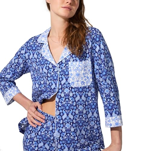 Bed Head PJs Womens 3/4 Sleeve Notch Collar & Cropped Pants Sleepwear Pajama Set, Organic Cotton2