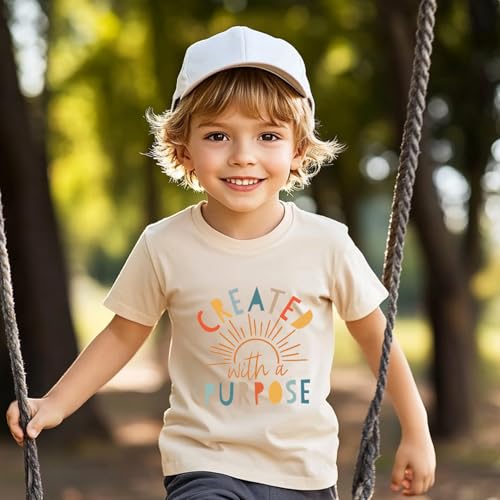 Image of Kids Christian Shirt Toddler Created with a Purpose Shirt Boys Girls Bible Verse Religious Clothes 2-7 Years