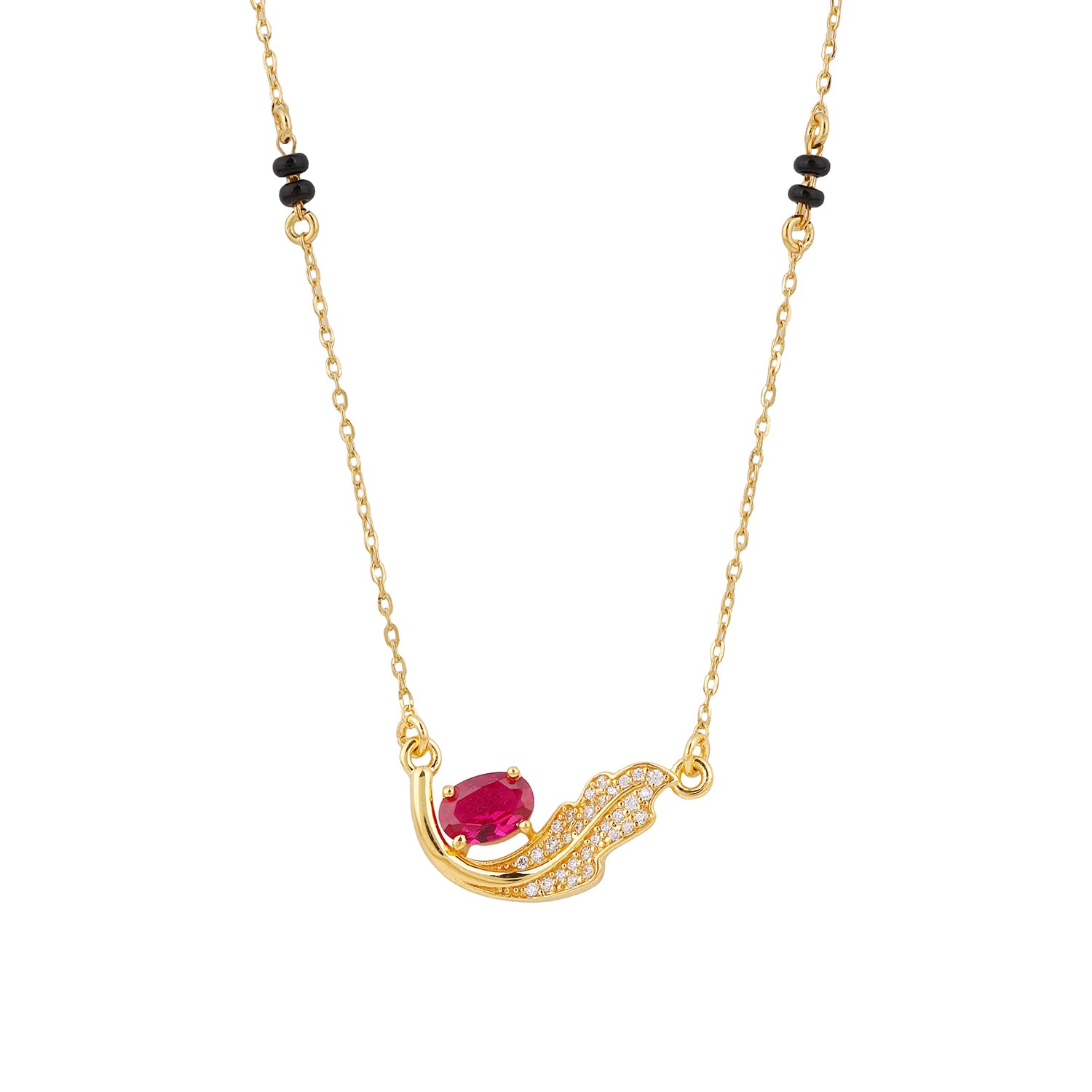 925 Sterling Pure Silver Latest 18K Micron Gold Plated Design Black Beaded Mangalsutra For Women | Hypoallergenic | Gift For Women's Day, Valentine Day, Anniversary, Karwa Chauth-image-32