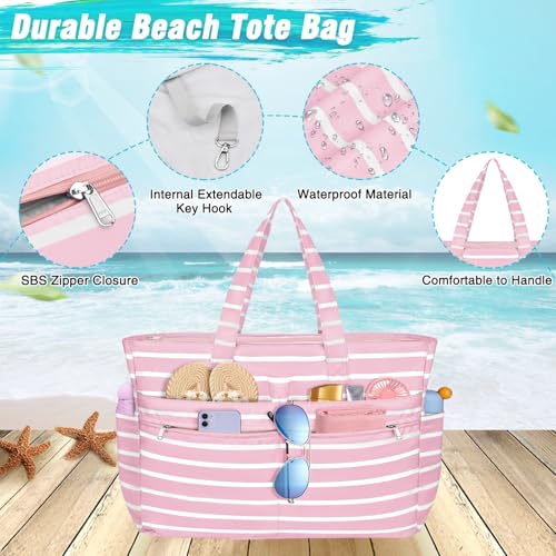 Image of HUANLANG Extra Large Beach Bag Waterproof Beach Totes Bags for Women Men,Pool Bag with Zipper Wet Pocket