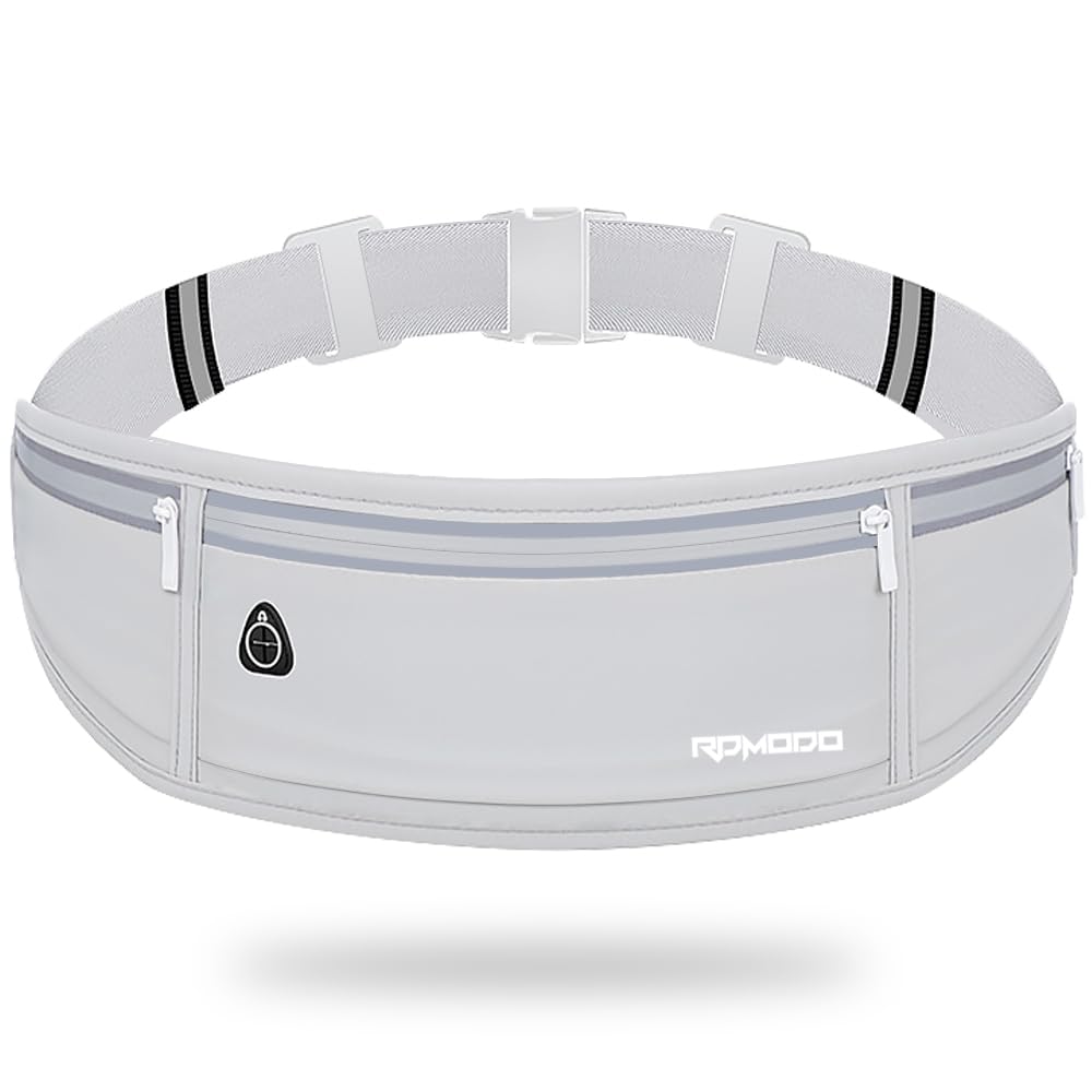 Water Resistant Fanny Pack, Slim Running Belt for Women Men, Grey