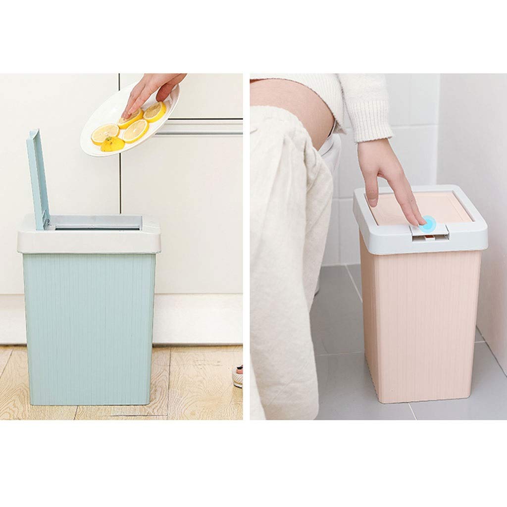 UPJAKS Cubo de Basura Caja Cuadrada táctil, Caja de Reciclaje for el hogar, Sala de Estar Cocina Estudio Dormitorio Oficina Baño Baño Plástico Bote de Basura Bote de Basura Baño (Color : Rose)