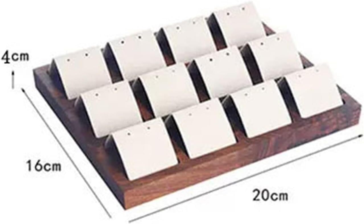 Expositor para pendientes de madera y terciopelo, 12 ranuras para casa | Expositor para pendientes de madera y terciopelo, 12 ranuras, vista inclinada y protección suave para casa y tiendas