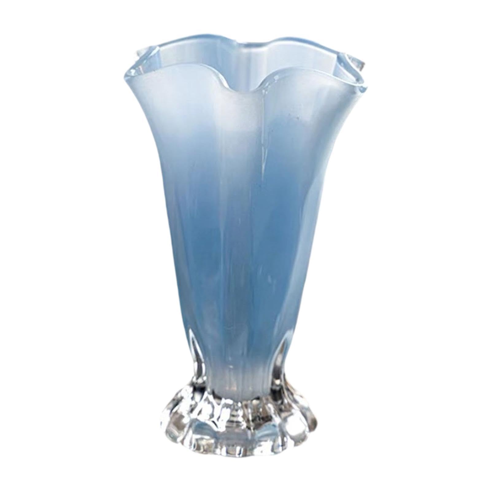 Petals Glass Pot Portable Plant Flower Container for Cafe Dining Room Decor Blue| Ceramic Decorative Vase | Flower Vase for Home Décor-image-32