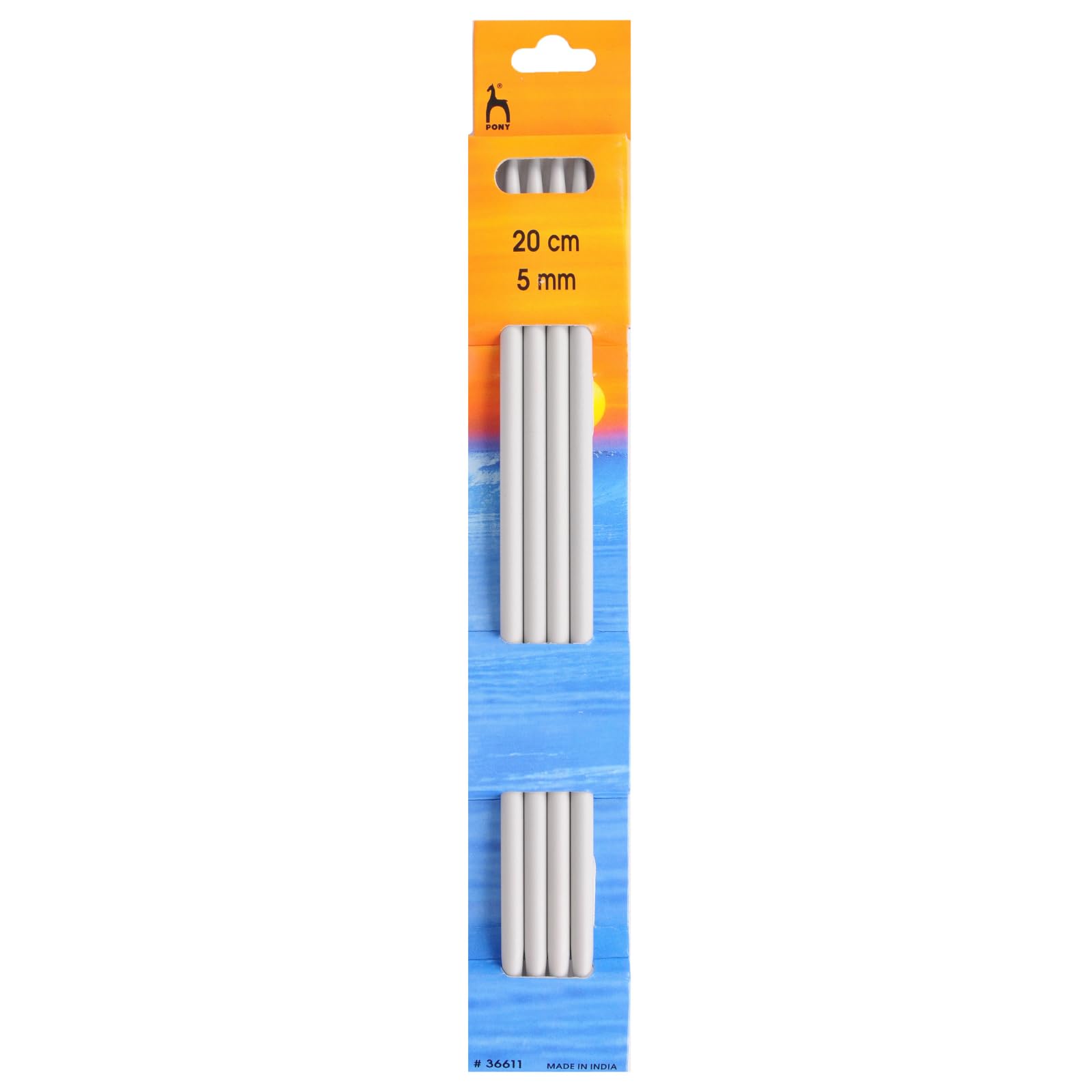 Pony Double Ended Knitting Pins, Aluminium,Silver, 20cm x 5.0mm, Set of 4