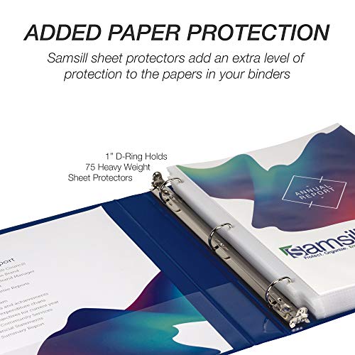 Image of Samsill Durable 1 inch 3 Ring Binder, D Ring Binder, Customizable Clear View Cover, Basic Assortment, 4 Pack