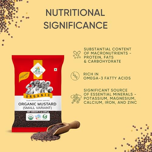 Image of 24 Mantra Organic Mustard Seeds Small /Sarson k beenj /Ava Ginjalu - 100gms | Pack of 1 | Chemical Free & Pesticides Free | Unadulterated | Rich Flavour | Minimally Processed