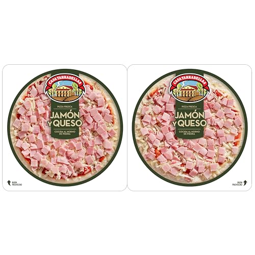 Casa Tarradellas - Pack Pizza Fresca Jamón Y Queso, 2 x 220 g (Total 440g)