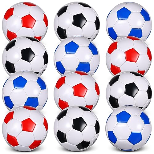 Libima 12 Pcs Soccer Balls with Pump Official Size 3/4/5 Soccer Ball Bulk for Child Adult School Sport Training Practice Back to School(Size 5,Red, Blue, Black)
