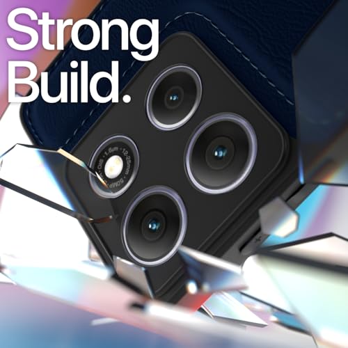 Image of Outlouders Back Cover for Motorola Moto G86 Power 5G | Full Camera Protection | Super Soft-Touch | Raised Edges | Flexible Pu Leather | Bumper Case (Blue)