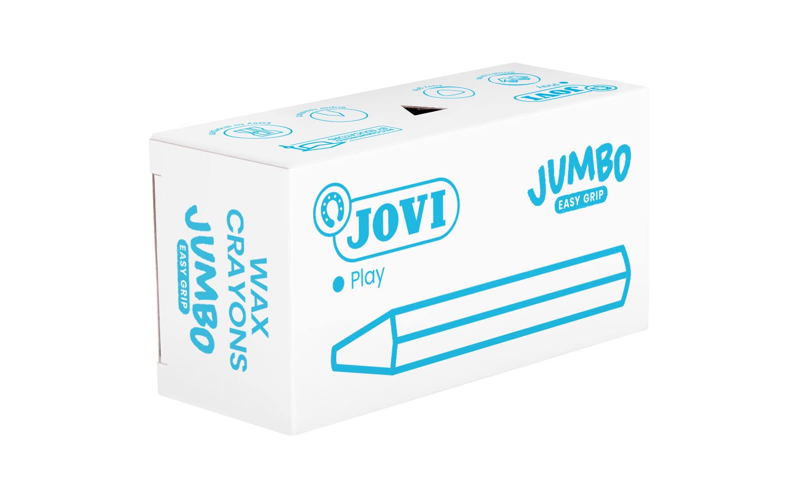 Jovi - Pastelli a Cera Jumbo Easy Grip, Confezione da 12 Cere triangolari, Colore Blu Scuro, Super Resistenti e performanti, Senza Glutine