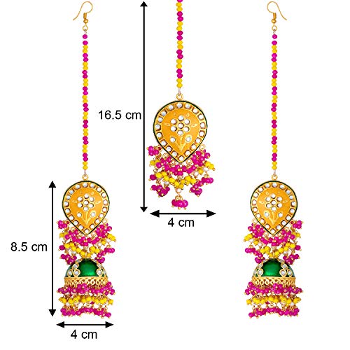 Aheli Enamel Earrings Maang Tikka Set Bollywood Ethnic Wedding Fashion Jewelry Gift for Women4