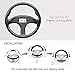 OONOL Microfiber Leather Car Steering Wheel Cover 14.5-15” Universal Type, Soft Grip Breathable and Anti-Slip for Auto Truck, SUV, Jeep (Black-Black)