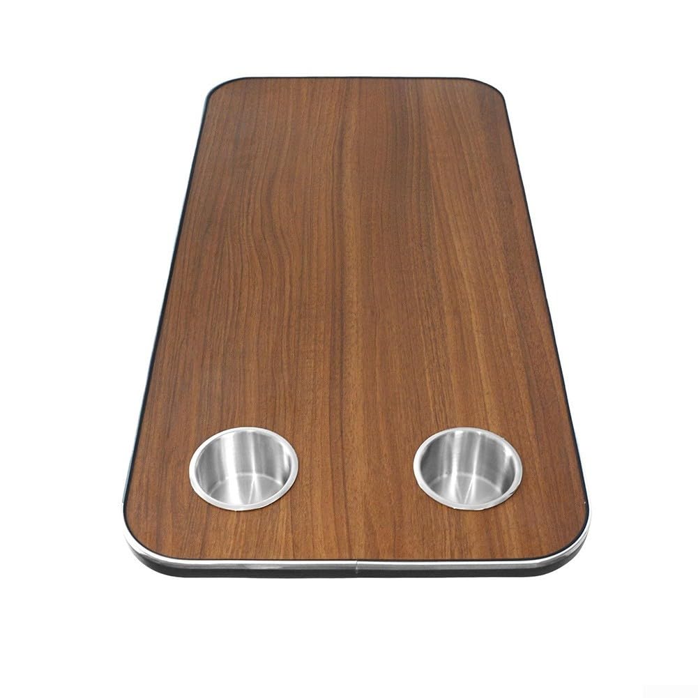 Accessori per portabicchieri per camper, in legno massello, 800 x 400 mm, con 2 portabicchieri in acciaio inossidabile, bordi arrotondati per la sicurezza, per barche, yacht e camper (L-128)