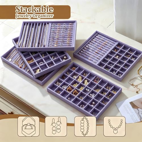 Image of Large Velvet Jewelry Tray Display Drawer Inserts 2 Pack