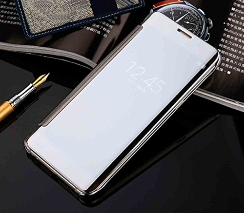 Galaxy Note7 Mirror Shell, OMORRO Newest Awesome Translucent View Flip Smart Stay Window Sleep/Awake Function [QR Code] Mirror Ultralight Slim Protection Case for Samsung Galaxy Note 7 Silver