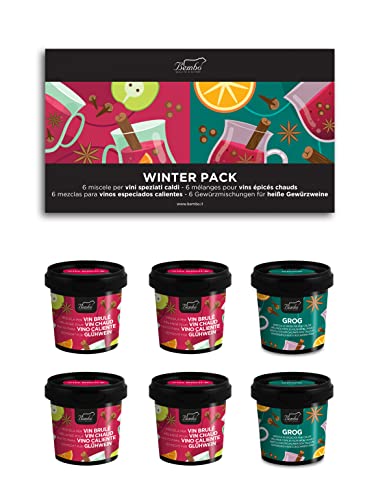 Vinos Especiados - Winter Pack - 6 Mezclas de Especias para Vinos Especiados Calientes - 4 Vino Caliente, 2 Grog - Idea de Regalo para Él y Ella, para Cumpleaños, Aniversario o Invitación a Cenar