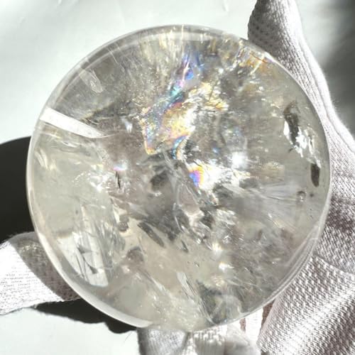 綺麗 虹入り ヒマラヤレインボー 水晶 丸玉 77.1mm ポーチ付き Jのサムネイル