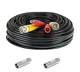 WennoW 100FT BNC Male Cable for Q-see/Zmodo / Lorex/Swann / Nightowl Indoor or Outdoor CCTV security camera with BNC male to male adapter