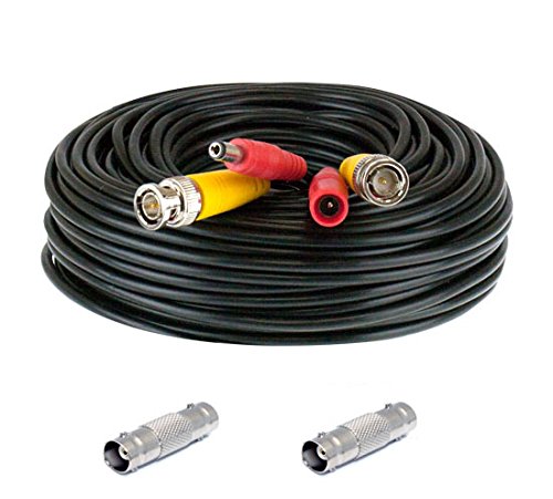 WennoW 100FT BNC Male Cable for Q-See/Zmodo/Lorex/Swann/Nightowl Indoor or Outdoor CCTV Security Camera with BNC Male to Male Adapter