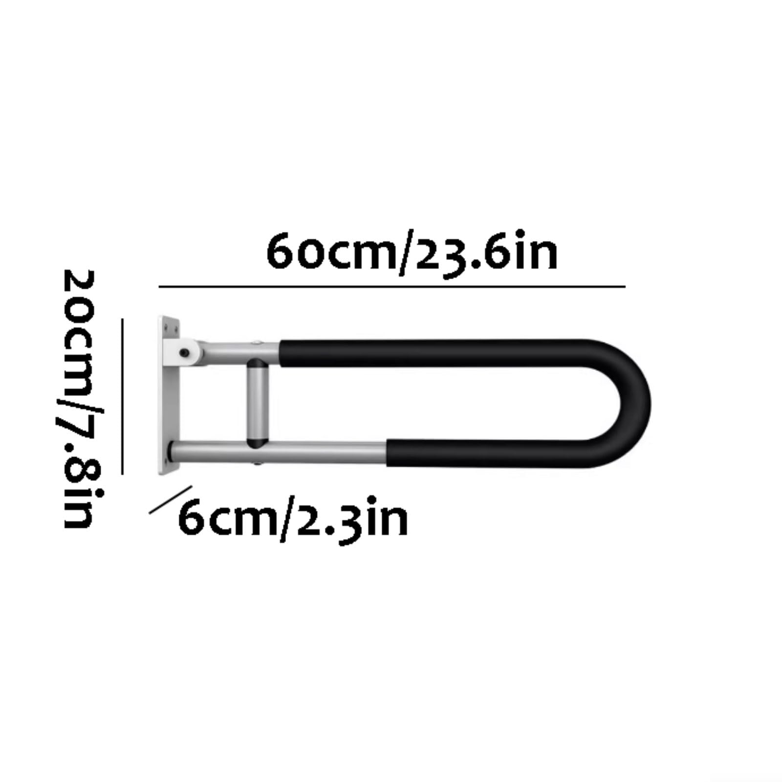 Bezproblemowy aluminiowy uchwyt łazienkowy dla seniorów starszych uchwyty ścienne wytrzymały uchwyt prysznicowy składany uchwyt łazienkowy oszczędza miejsce (4 cm)