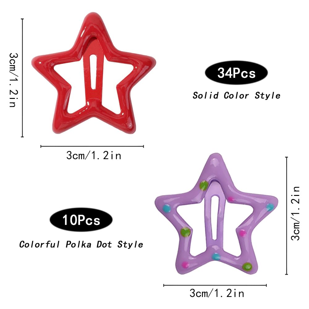 TRKETK 44 Pieces Star Hair Clips Colorful Metal Non-Slip Mini Clips Cute Mini Hair Clips 3cm Hair Accessories for Girls Women Festival Accessories - Image 2