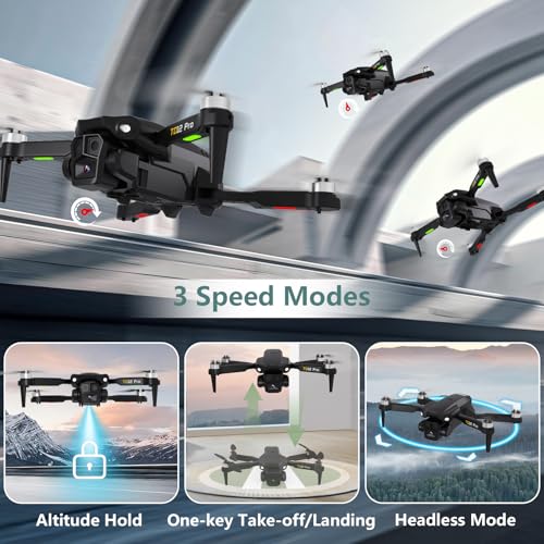 Drohne mit Kamera 1080P, Drone mit Bürstenlosem Motor Höhenlage Halten Kopfloser Modus 2 Kameras Faltbare FPV Drohnen RC Quadcopter für Anfänger TD12Pro – Bild 6