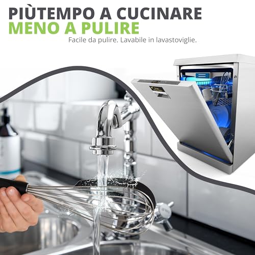 Frusta da Cucina Oliver's Kitchen – Frusta a Mano in Acciaio Inox con Spatola in Silicone Anti-Sprechi – Ideale per Dolci, Uova e Qualunque Altra Preparazione – Impugnatura Ergonomica - immagine 5
