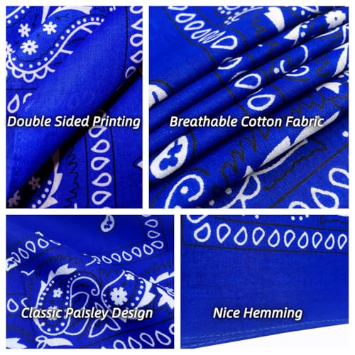 Assorted Colors Paisley Cowboy Bandana 12 Pack Unisex Thick 100% Cotton Square Bandanas Scarf Head Wraps For Men Women3