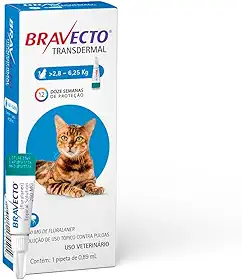 Bravecto® Gatos Transdermal 250mg - Antipulgas - Gatos de 2,8 a 6,25kg - 1 Pipeta 0,89ml - MSD Saúde Animal
