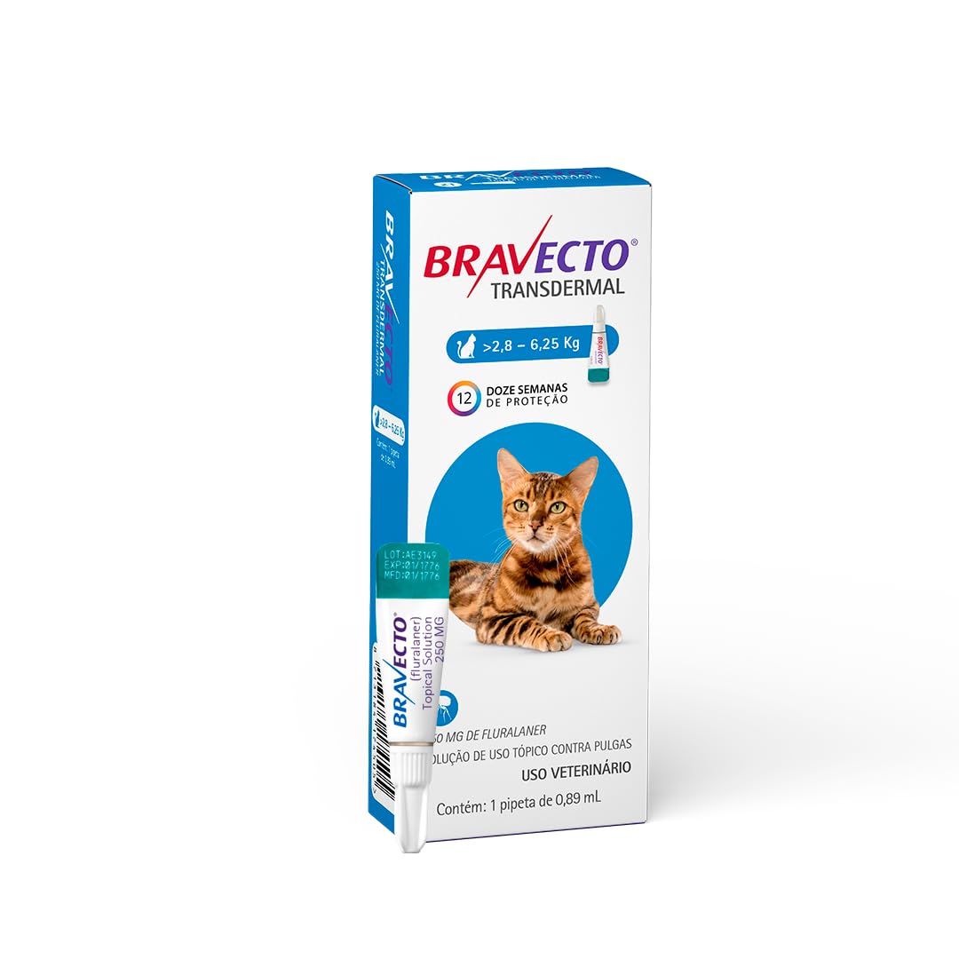 Bravecto® Gatos Transdermal 250mg - Antipulgas - Gatos de 2,8 a 6,25kg - 1 Pipeta 0,89ml