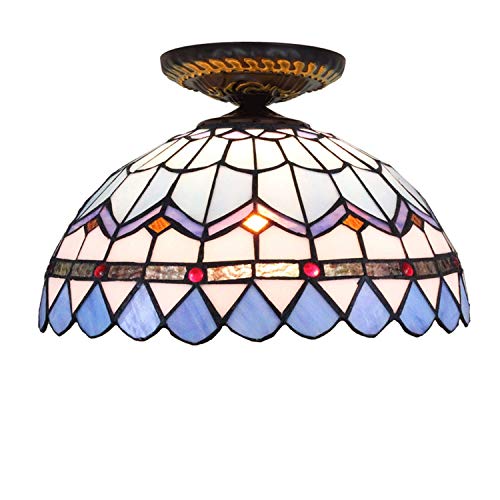 Iluminación De Techo con Vidrieras, Luces De Techo De 12 ', Pantalla De Cristal Mediterránea Estilo Tiffany para Lámpara De Techo