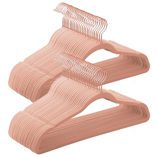 Grucce Appendiabiti in 50 Pezzi Salvaspazio e Antiscivolo Gancio Girevole a 360° Spesso 0.6 cm 41.5 cm Cappotti Pantaloni Chiaro e CRF026P03 largo argento rosa velluto