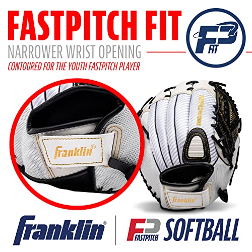 Franklin Sports Fastpitch Softball Glove - Fastpitch Pro - Adult and Youth Softball Mitt - Infield and Outfield - Right Handed Glove - White/Gold - 13" Righty by Franklin Sports - Image 3