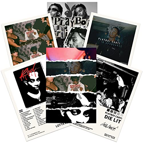 Uozylo Playboi Carti Poster Music Album Cover Posters for Room Aesthetic Set of 6 Dorm Wall Art Decor 8x12 inch Unframed