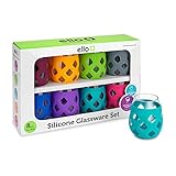 8 pc Ello Silicone Sleeve Glassware 17 oz each Assorted