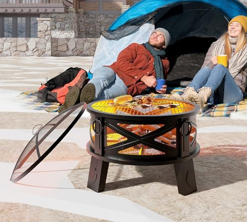 Fire Beauty 26 Inch Fire Pit with Grill