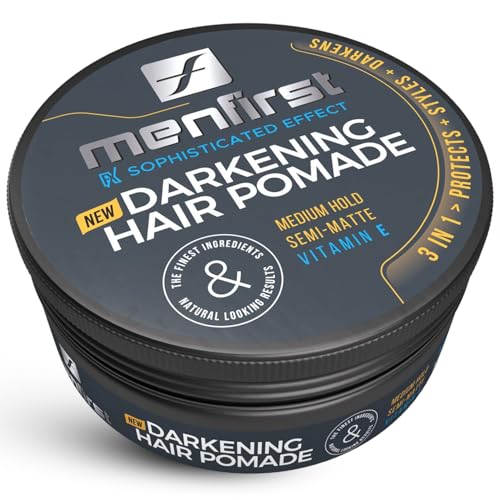 MENFIRST - Hair and Beard Pomade for Men - Instant Gray Coverage for Medium Brown to Black Styling Paste - Darkens White Hair Like a Wax - 1 Pack