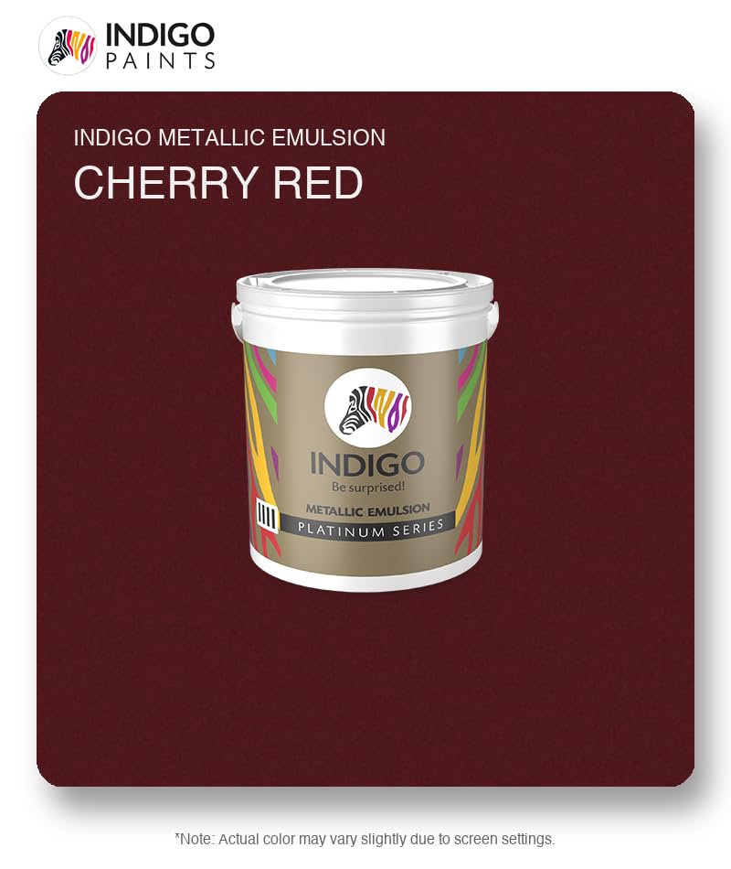 Image of Indigo Metallic Emulsion Platinum Series - Sparkling Metallic Texture Wall Paint | Water-Based | Anti-Fungal & Algae Resistant | Interior & Exterior Use | 10 L Cherry Red